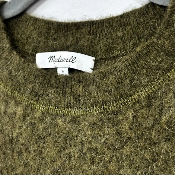 Madewell Cropped Alpaca Blend Deep Olive Green, Super Soft Preppy Sweater, L - Picture 6 of 10